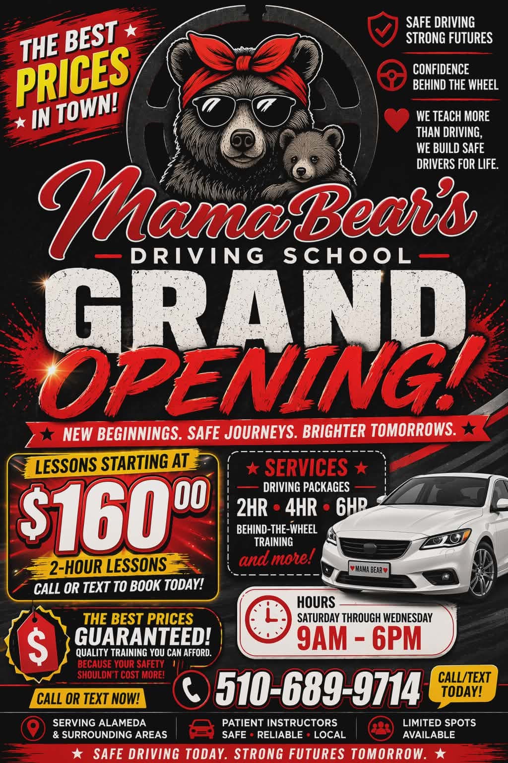 Mama Bear's Driving School grand opening flyer